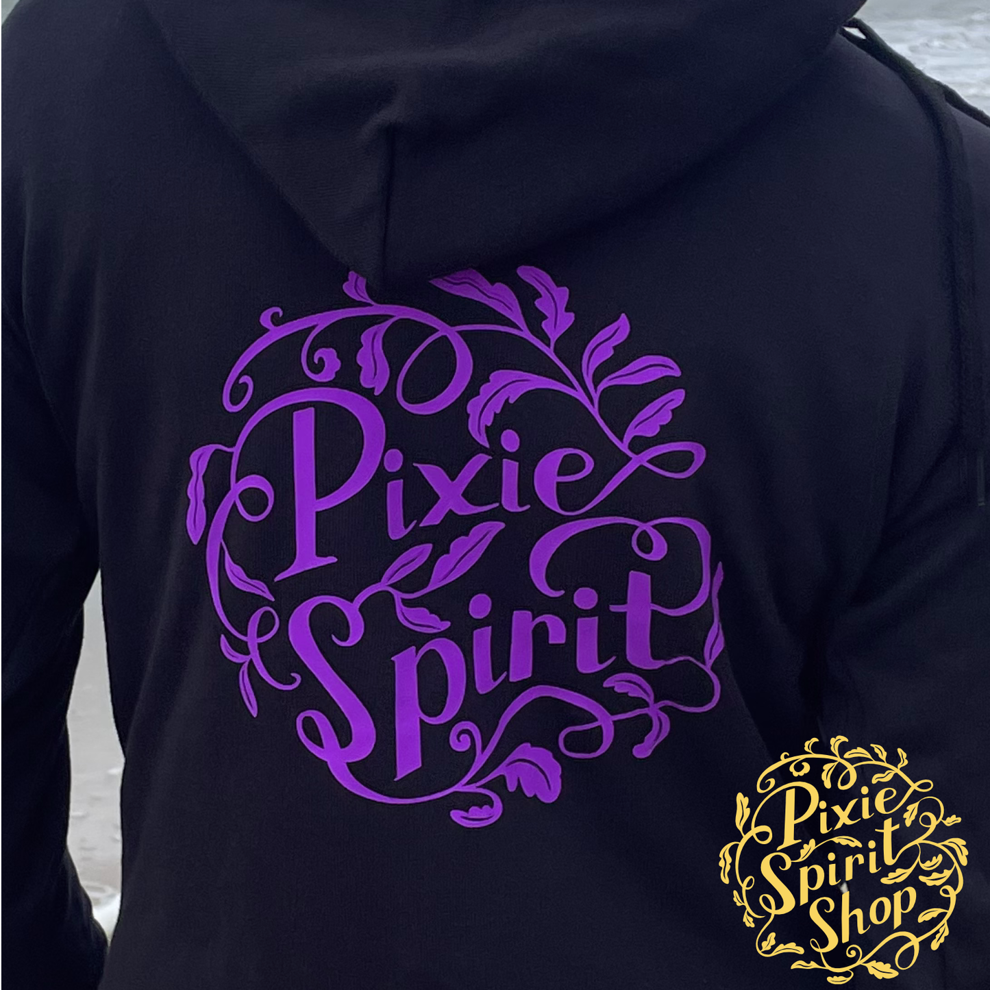 Heren Hoodie -  Logo Pixie Spirit rug paars
