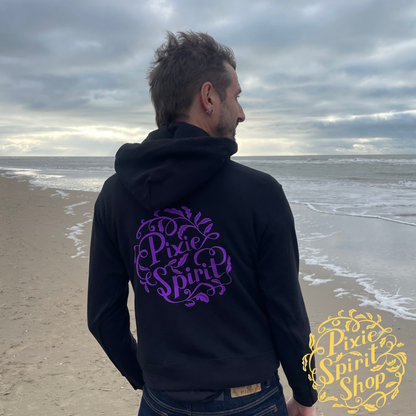 Heren Hoodie -  Logo Pixie Spirit rug paars
