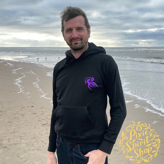 Heren Hoodie -  Logo Pixie Spirit rug paars