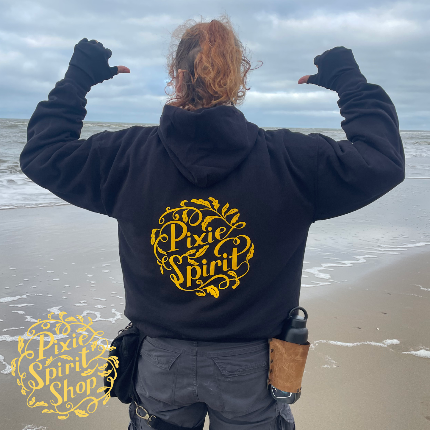 Dames Hoodie - Logo Pixie Spirit rug geel